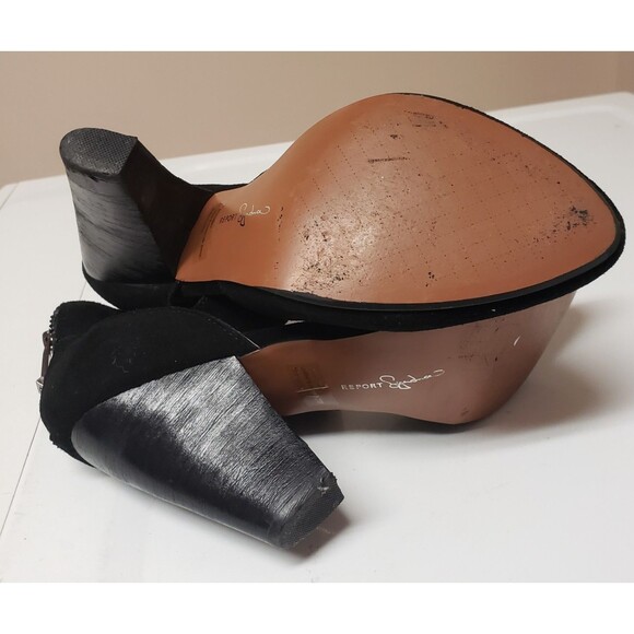 Report Signature Womens Black Suede Ankle Strap Block Heel Dress Shoes Sz 10 POE - Picture 12 of 15